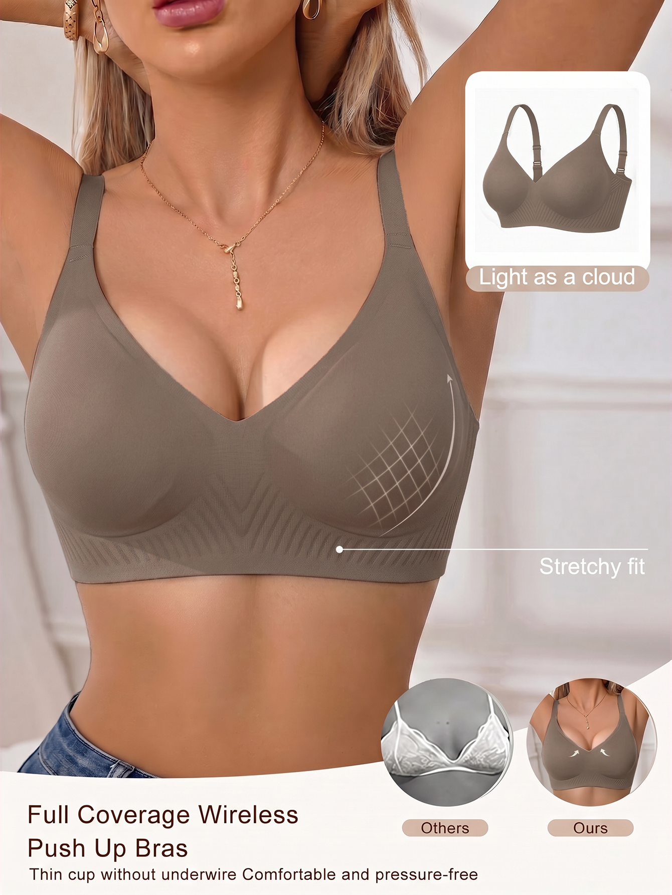 Full Coverage Push Up Jelly Su - огляд і ціна Underwire Bra Padded