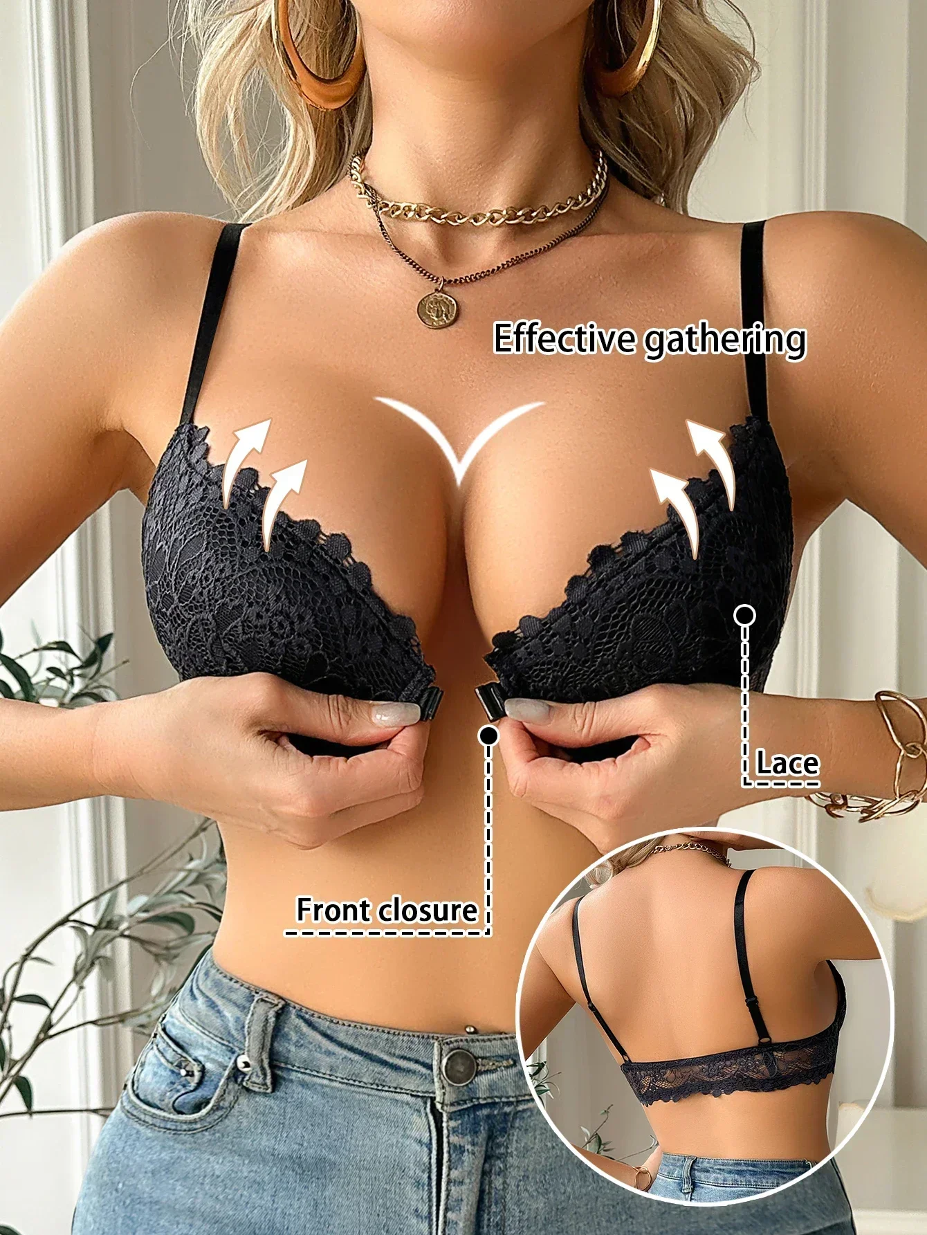 Women's Lace Front Clasp Push  - огляд і ціна Cotton Bra Everyday