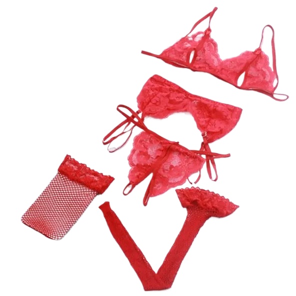 Lace Women Lingerie Set 4 Pcs  - огляд і ціна Sheer Bra Lace