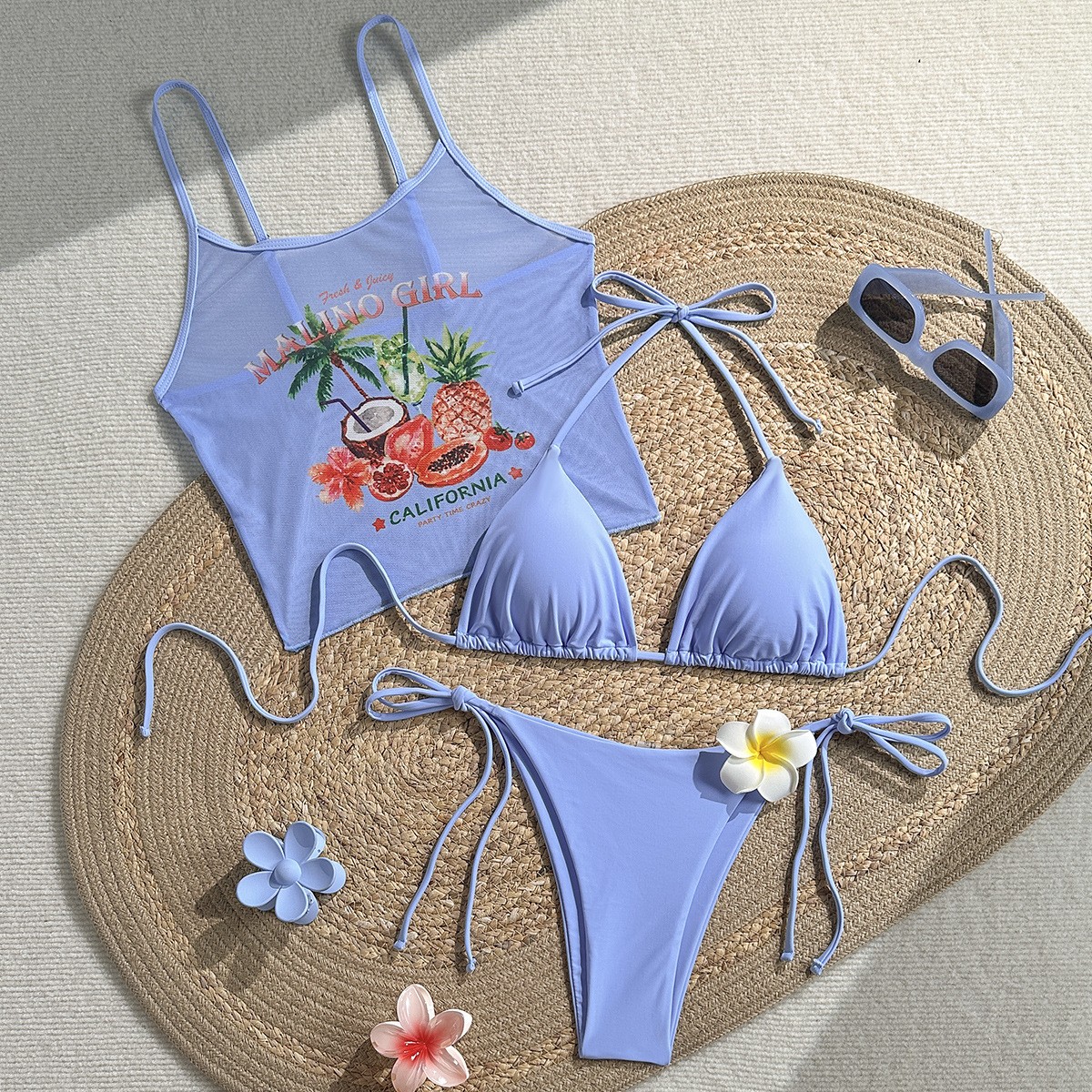 Fruit Print Bikini Bra Top Pas - огляд і ціна Sheer Mesh Bra