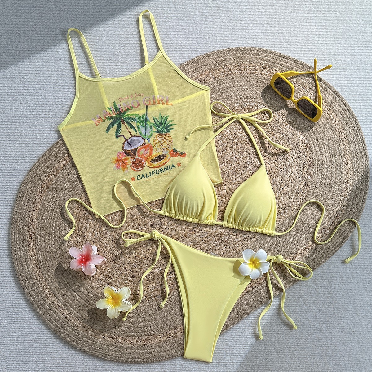 Fruit Print Bikini Bra Top Pas - огляд і ціна Sheer Mesh Bra